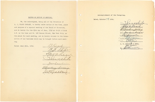 Lot of (2) A.G. Spalding & A.J. Reach Company Signed Documents (Beckett)